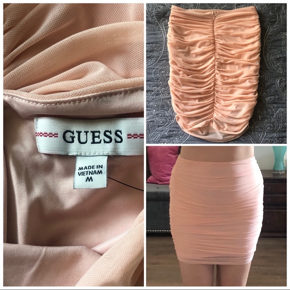 Guess Dresses & Skirts - Guess Nude Colored Ruched Pencil Skirt